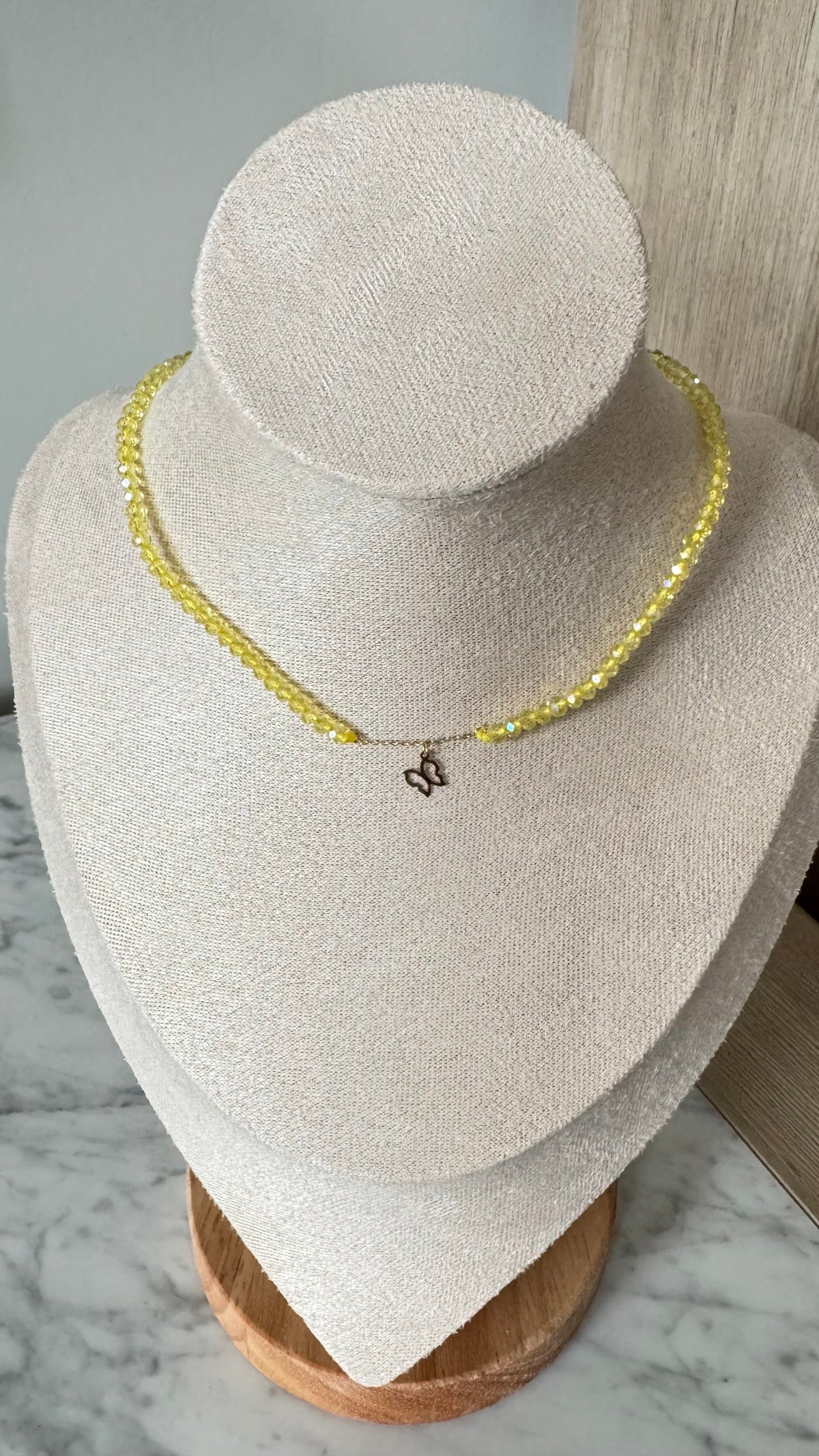 Lemon Crystal Butterfly Necklace